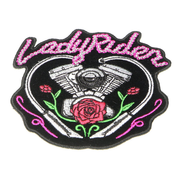 Lady Rider Chain Engine Rose Patch - PATCHERS Iron on Patch