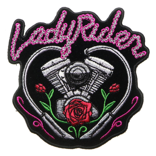 Lady Rider Chain Engine Rose Patch - PATCHERS Iron on Patch