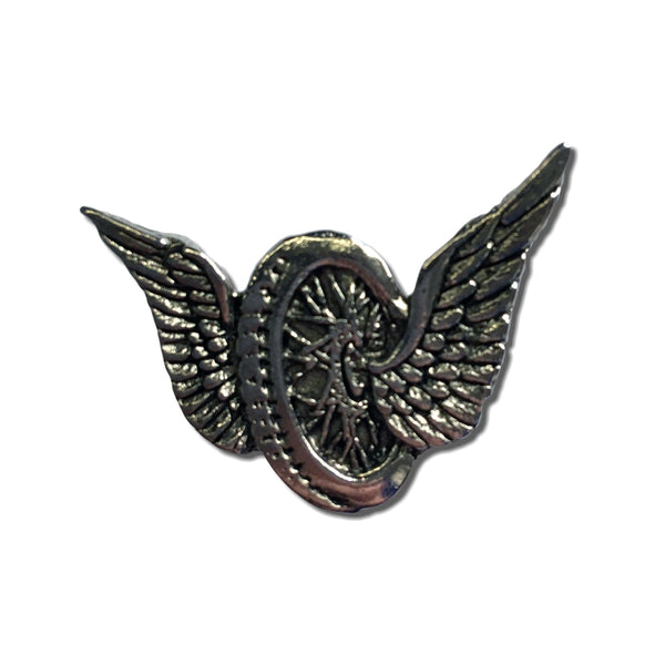 Large Large Winged Wheel Pewter Pin Badge - PATCHERS Pin Badge