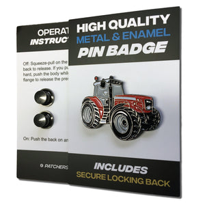 Large Red Tractor Pin Badge - PATCHERS Pin Badge
