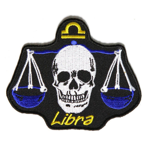 Libra Skull Zodiac Patch - PATCHERS Iron on Patch