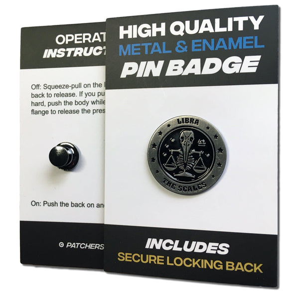 Libra Skull Zodiac Sign Pin Badge - PATCHERS Pin Badge