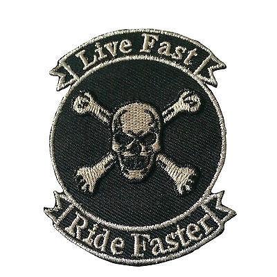 Live Fast Ride Faster Skull Patch - PATCHERS Iron on Patch