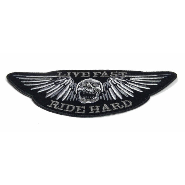 Live Fast Ride Hard Skull Wings Patch - PATCHERS Iron on Patch