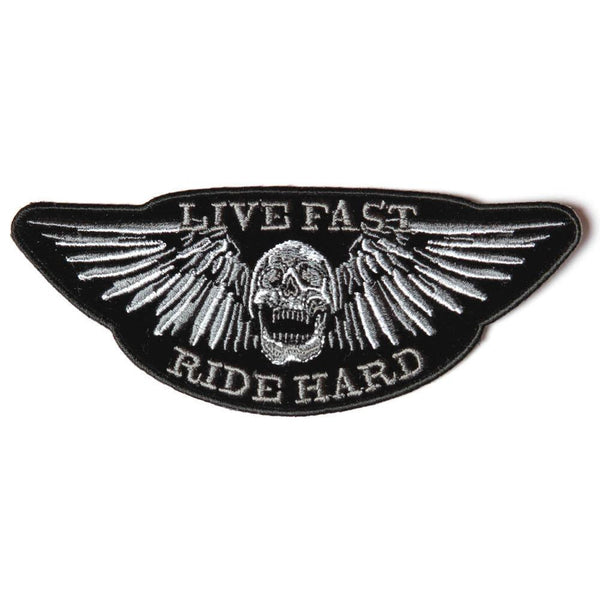 Live Fast Ride Hard Skull Wings Patch - PATCHERS Iron on Patch