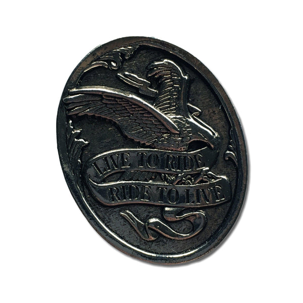 Live To Ride Ride To Live Eagle Pewter Pin Badge - PATCHERS Pin Badge