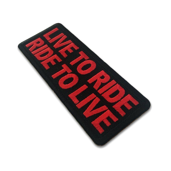 Live To Ride Ride To Live Red on Black Patch - PATCHERS Iron on Patch