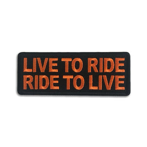Live To Ride Ride to Live Orange Patch - PATCHERS Iron on Patch