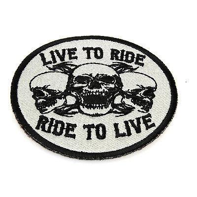 Live To Ride Ride to Live Three Skulls Patch - PATCHERS Iron on Patch