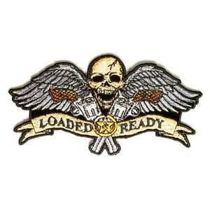 Loaded & Ready Skull Wings Guns Patch - PATCHERS Iron on Patch