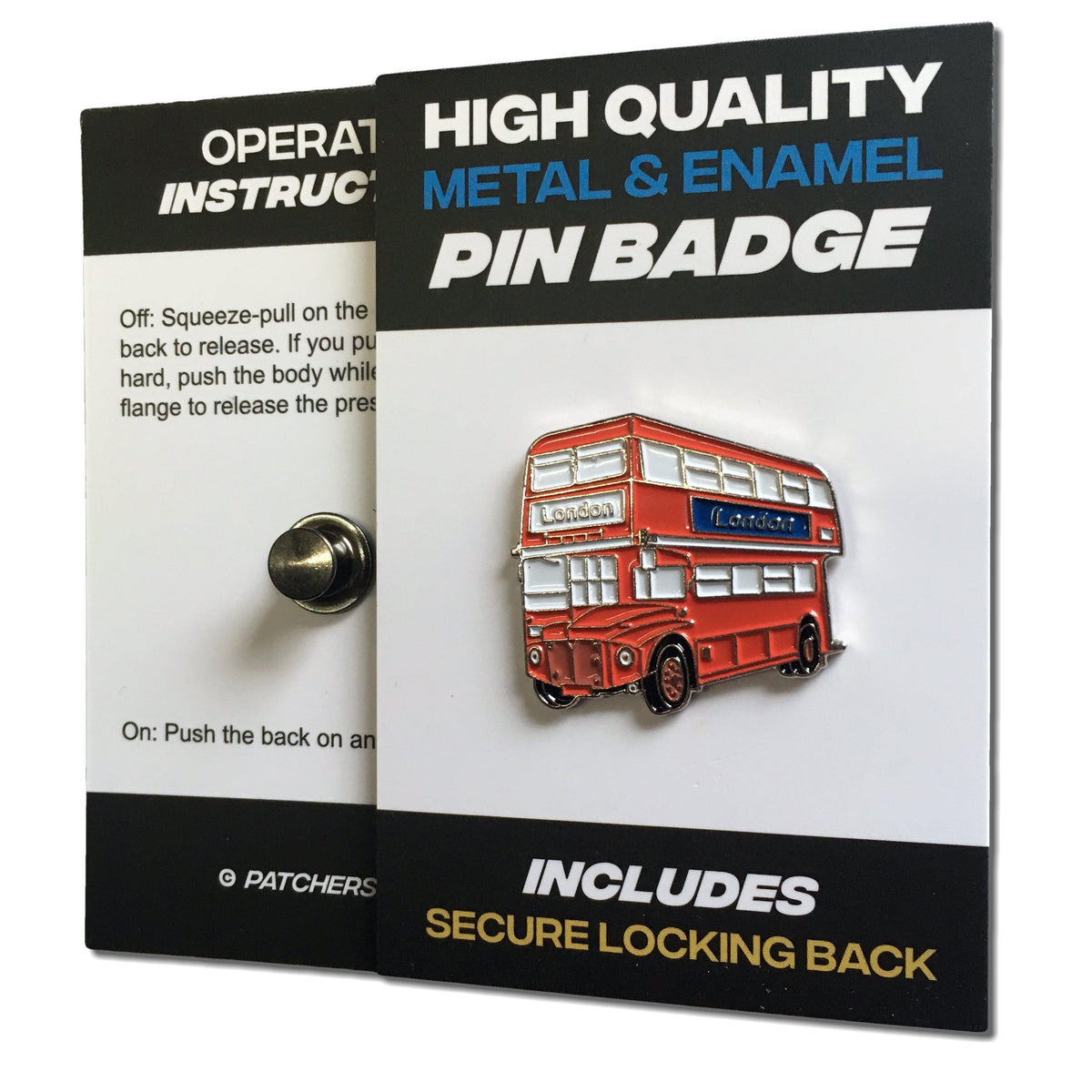Quality Metal & Enamel London Bus Pin Badge with Secure Locking Back ...