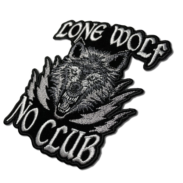 Lone Wolf No Club Wolf Head Patch - PATCHERS Iron on Patch