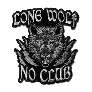 Lone Wolf No Club Wolf Head Patch - PATCHERS Iron on Patch