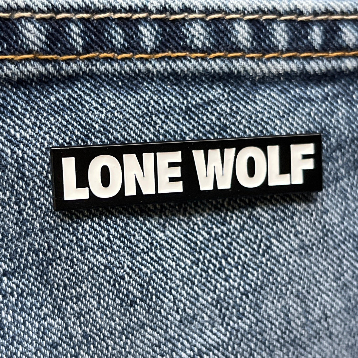 Dyed Black Metal & Enamel Lone Wolf Pin Badge with Locking Backs – PATCHERS