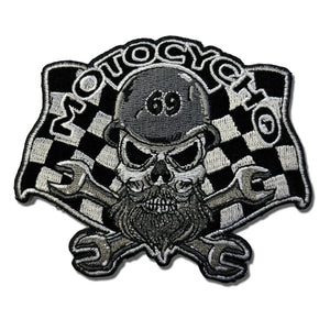 Motocycho Skull 69 Wrenches Patch - PATCHERS Iron on Patch