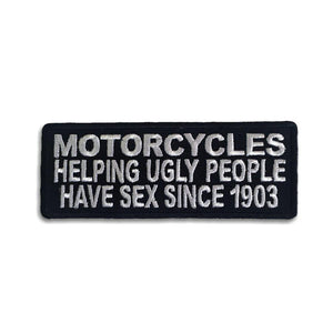 Motorcycles Helping Ugly People Have Sex Patch - PATCHERS Iron on Patch