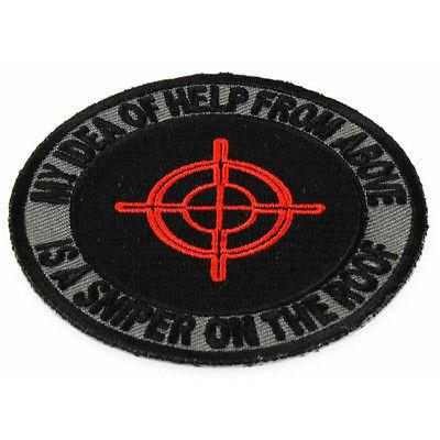 My Idea of Help From Above Sniper on Roof Iron on Biker Patch - PATCHERS Iron on Patch