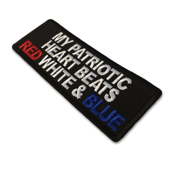My Patriotic Heart Beats Red White and Blue Patch - PATCHERS Iron on Patch
