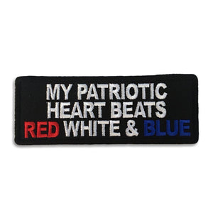 My Patriotic Heart Beats Red White and Blue Patch - PATCHERS Iron on Patch