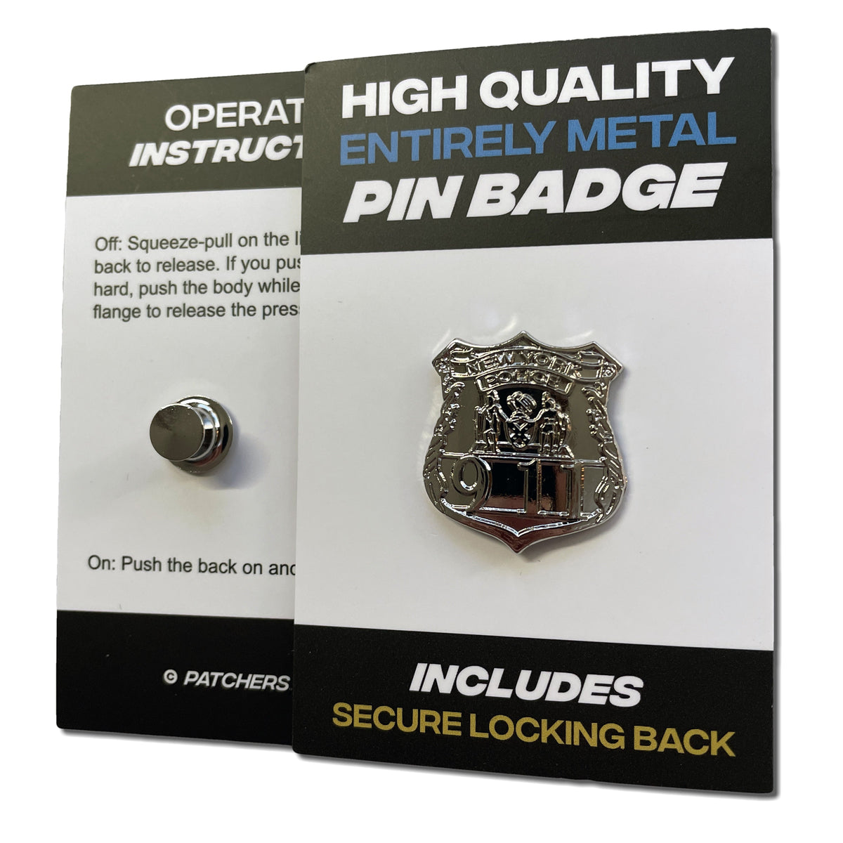 All Metal NYPD Police Pin Badge with Secure Locking Back – PATCHERS