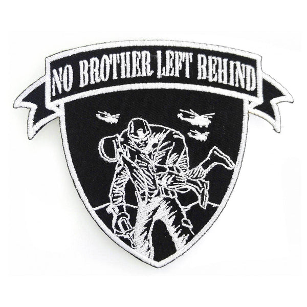 No Brother Left Behind Black White Patch - PATCHERS Iron on Patch