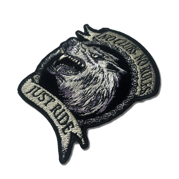 No Clubs No Rules Just Ride Wolf Chain Patch - PATCHERS Iron on Patch