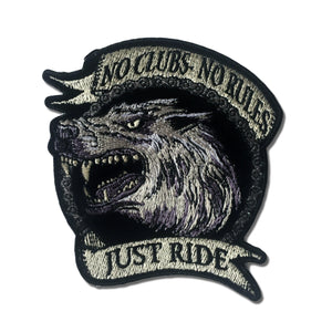 No Clubs No Rules Just Ride Wolf Chain Patch - PATCHERS Iron on Patch
