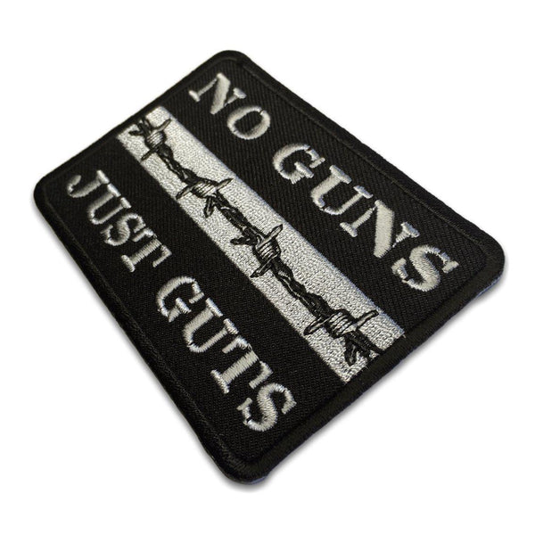 No Guns Just Guts Thin Silver Line Patch - PATCHERS Iron on Patch