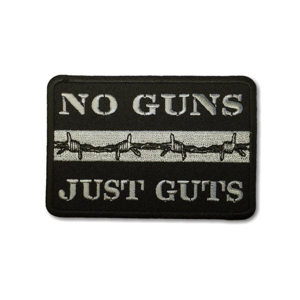 No Guns Just Guts Thin Silver Line Patch - PATCHERS Iron on Patch