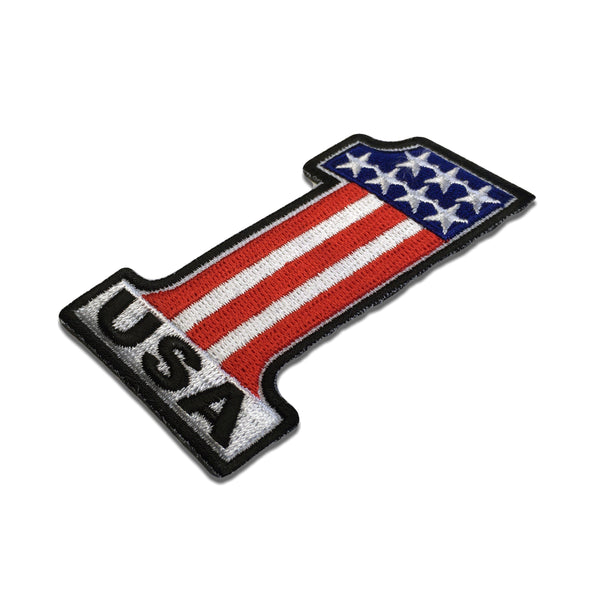 Number 1 USA Flag and Stars Patch - PATCHERS Iron on Patch
