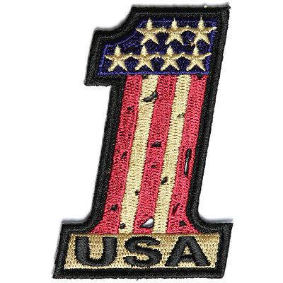 Number 1 USA Vintage Flag and Stars Patch - PATCHERS Iron on Patch