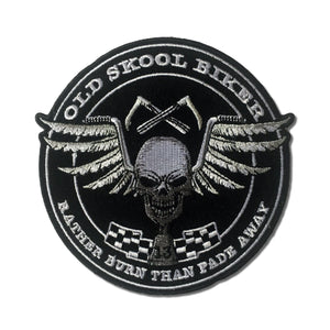 Old Skool Biker Skull Wings Patch - PATCHERS Iron on Patch