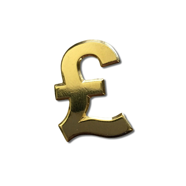 £ Pound Sign Gold Plated Pin Badge - PATCHERS Pin Badge