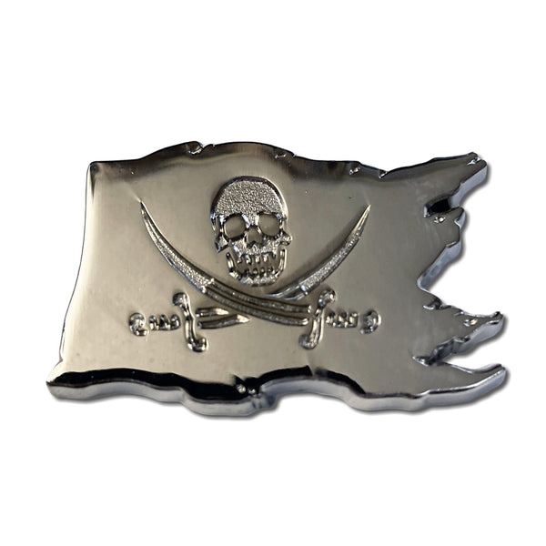 Pirate Flag 3D Polished Pewter Pin Badge - PATCHERS Pin Badge