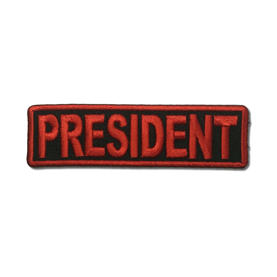 Embroidered President Red on Black Iron on Sew on Patch – PATCHERS