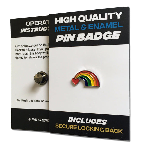 Rainbow & Heart Pin Badge - PATCHERS Pin Badge