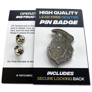 Reaper Scythe 3D Polished Pewter Pin Badge - PATCHERS Pin Badge