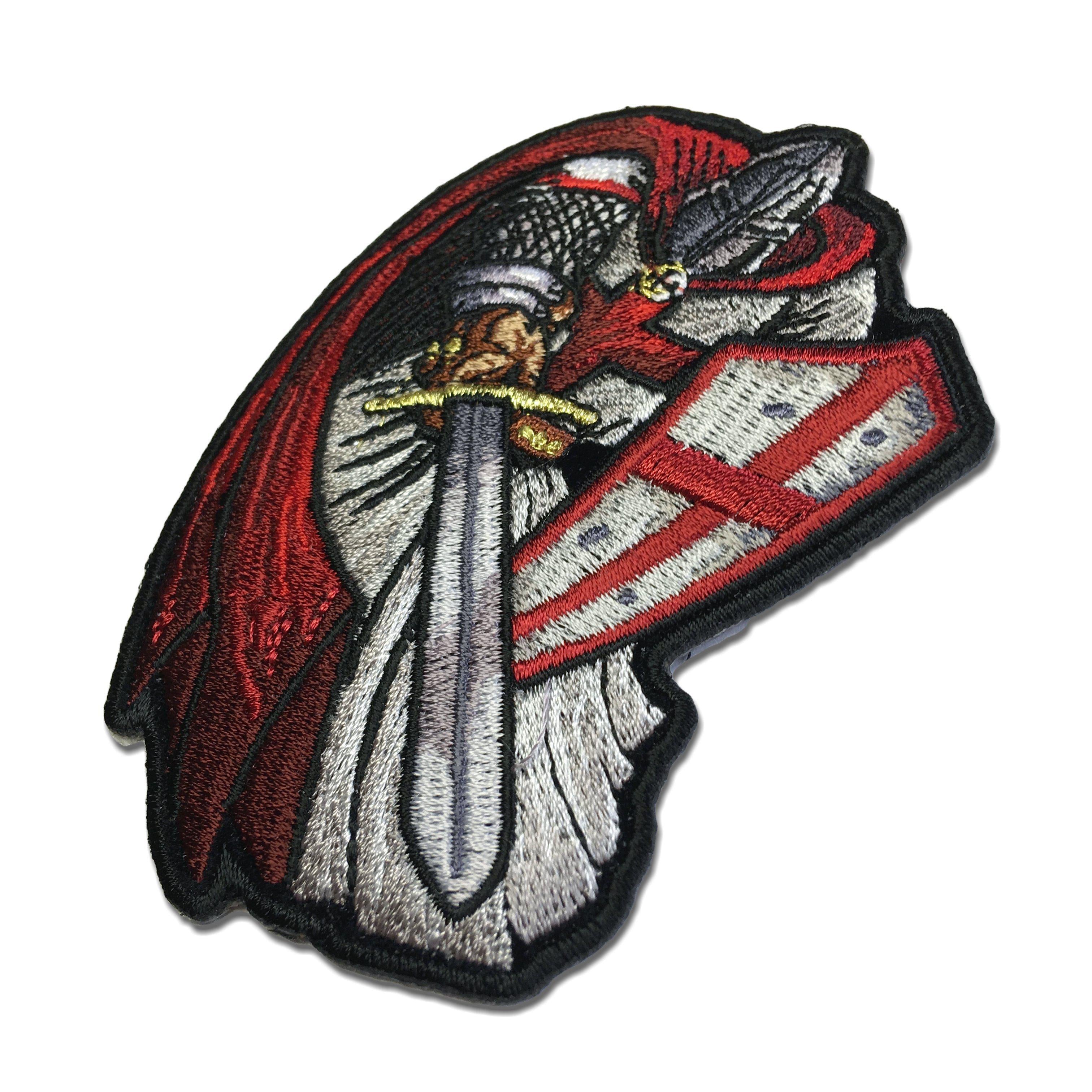 Red Cape Crusader Knight Templar Small and Large Iron on Patch Set