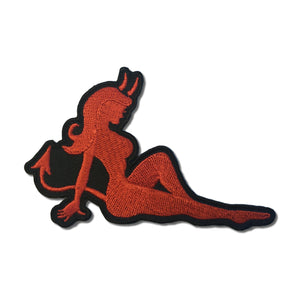 Red Devil Girl Horns Patch - PATCHERS Iron on Patch