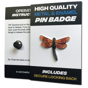 Red Dragonfly Glitter Pin Badge - PATCHERS Pin Badge