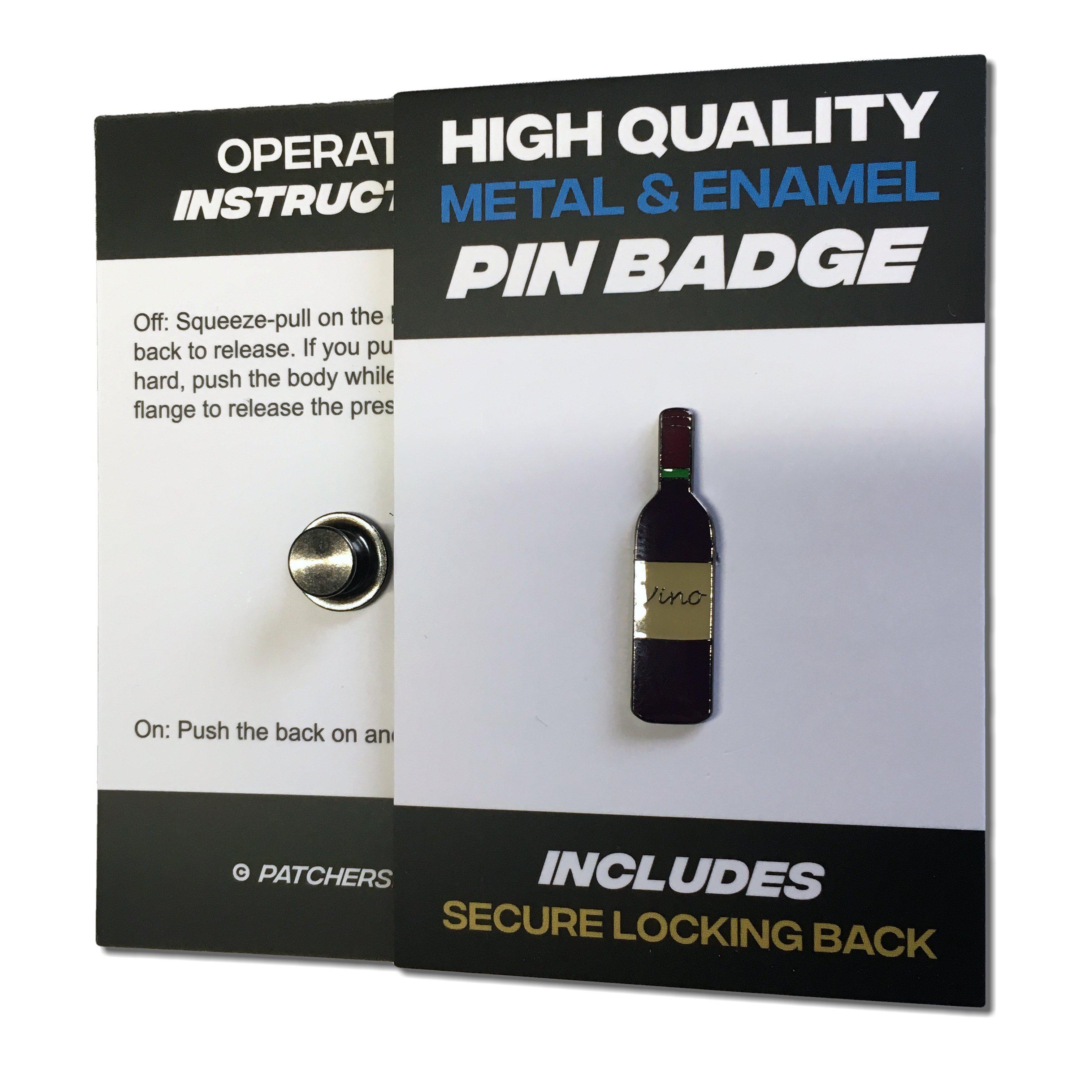 Metal & Enamel Red Wine Bottle Pin Badge with Secure Locking Back ...