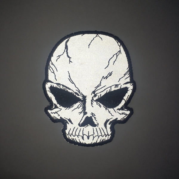 Reflective Cracked Skull Patch - PATCHERS Iron on Patch
