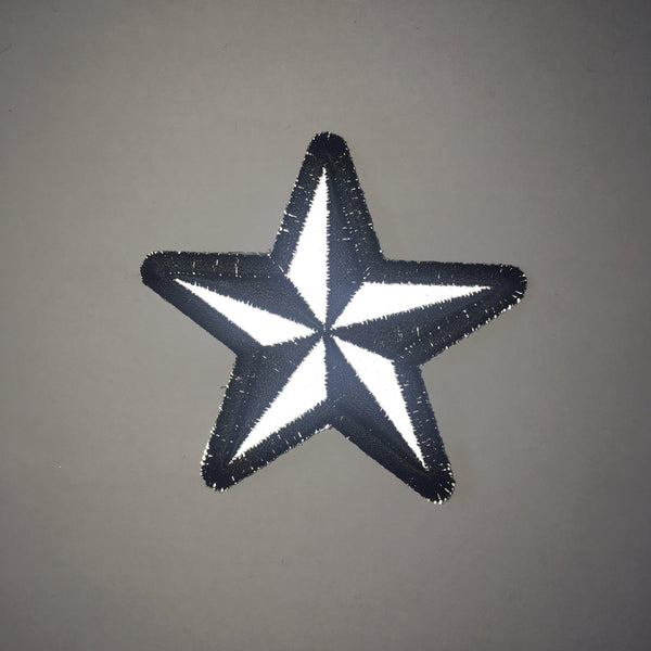 Reflective Nautical Star Be Seen at Night Patch - PATCHERS Iron on Patch