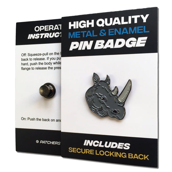 Rhino Head Pin Badge - PATCHERS Pin Badge