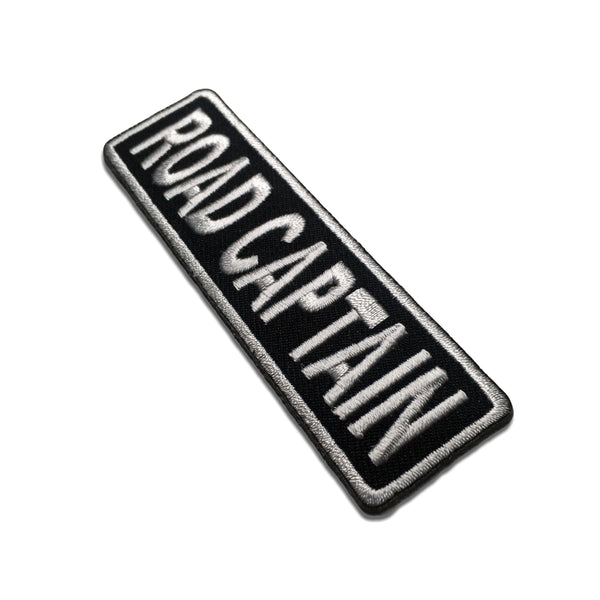Road Captain White on Black Patch - PATCHERS Iron on Patch