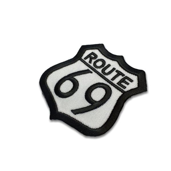 Route 69 Black on White Patch - PATCHERS Iron on Patch