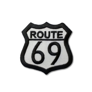 Route 69 Black on White Patch - PATCHERS Iron on Patch
