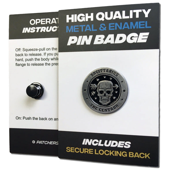 Sagittarius Skull Zodiac Sign Pin Badge - PATCHERS Pin Badge