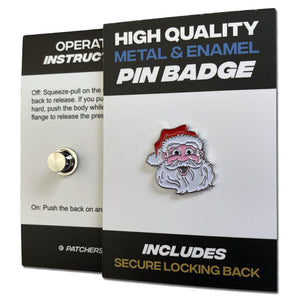 Santa Father Christmas Head Pin Badge - PATCHERS Pin Badge