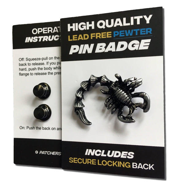 Scorpion Pewter Pin Badge - PATCHERS Pin Badge